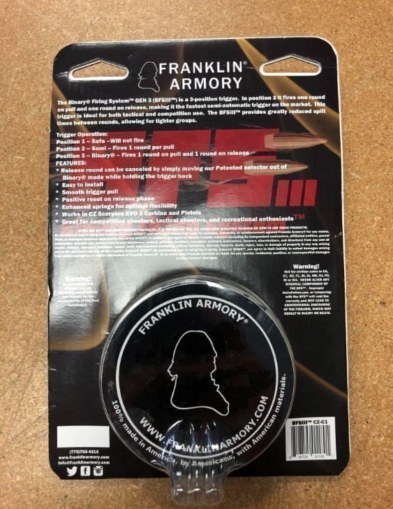FRANKLIN ARMORY BINARY TRIGGER CZ-C1 SCORPION — image 2